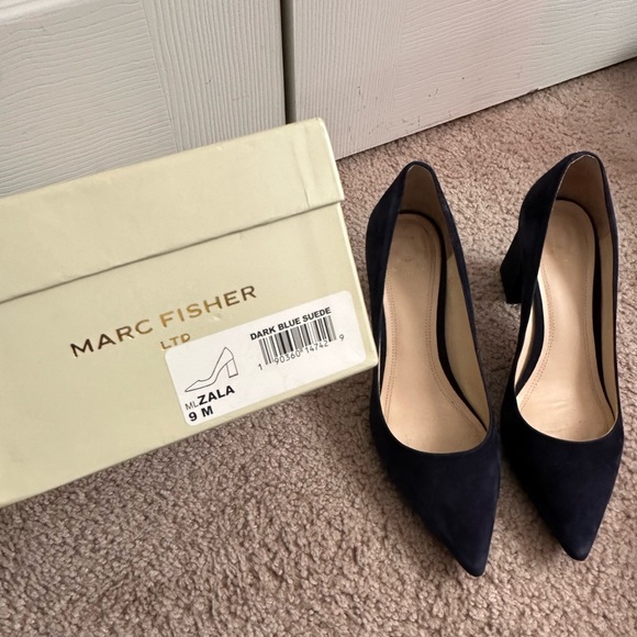 Marc Fisher Navy Suede Heels - Picture 6 of 7